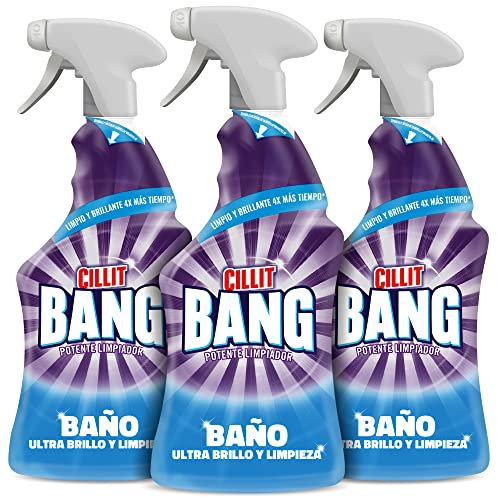 Cillit Bang Baño Ultra brillo, potente limpiador para el baño, formato spray - Pack de 3 x 750 ml, El embalaje puede variar
