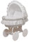 Waldin Baby Stubenwagen-Set mit Ausstattung, XXL, Bollerwagen, komplett, 11 Modelle wählbar, Gestell/Räder weiß lackiert, Stoffe weiß
