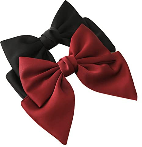 Haarschleife Schwarz Damen Haarspange Mit Satin-Schleife Rot Groß Haarschleifen Clip Französischer Haarspangen Für Frauen Mädchen