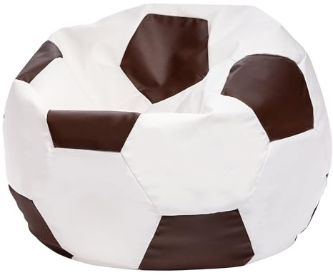 Ecopuf Sitzsack Ball - Bean Bag Ball - Sitzsäcke fur Gaming Sack - Zubehör für Fussball Fans - Öko-Leder - 105x80cm, Dunkelbraun E13