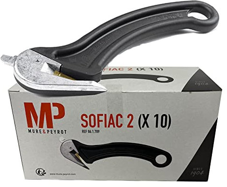 10 x SOFIAC 2 : Cutter couteau crochet « bec de canard » de sécurité professionnel Mure & Peyrot. Pour manutention, ouvrir cartons, liens et emballages, film étirable. Pas de contact avec la lame.