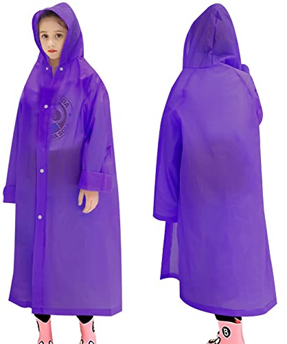 Skyzone Kinder Regenmantel für Mädchen und Jungen - Tragbarer Eva Regenponcho mit Kapuze, Leicht und Wiederverwendbar für Reisen, Klettern, Radfahren, Wandern im Freien