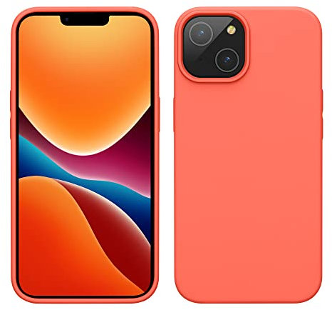 kwmobile Handyhülle für iPhone 14 Hülle, für iPhone 14 Case - Hülle Silikon - kabelloses Laden - Leuchtende Koralle