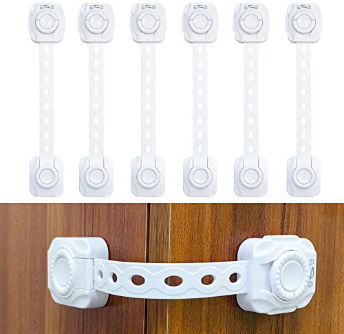 6 Stück Kindersicherung für Fenster Kühlschrank Schrank Türen, Kindersicherung für Schrank und Schubladen, mit starkem Klebstoff, Kindersicherung für Kühlschränke, Waschmaschinen, Fenster