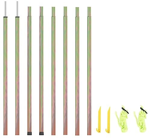 vidaXL Lot de 2 bâtons de voile d'ombrage en acier galvanisé, pointes et cordes, longueur du mât de 250 cm, idéal pour la création d'abris en plein air, Rouge, 315223