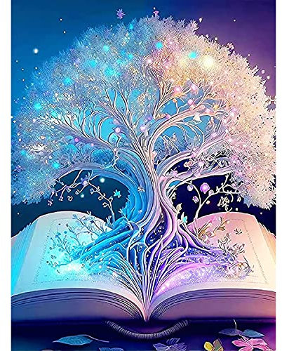 DPHERO DIY Baum des Lebens Diamant Painting Bilder für Erwachsene Kinder,5D Baum Diamond Painting Set,DIY Strass Bilder Buch Diamant Kunst Kits,Runde Steine Diamant Painting für Zuhause Dekor 30x40cm
