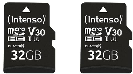Intenso Professional microSDHC 32GB Class 10 UHS-I, U3, V30 Speicherkarte inkl. SD-Adapter (bis zu 100 MB/s), schwarz (Packung mit 2)