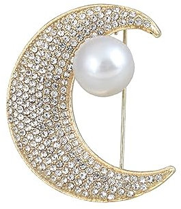 YAHOYA Vollkristall Luxus Mond Perle Abzeichen Brosche Schmuck Für Frauen Koreanischer Stil Mode Elegante Party Corsage Lady Pins Geschenk