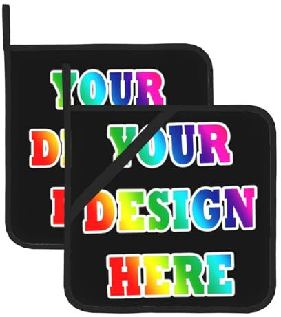 Mount Hour Individuelle Topflappen mit Fototext-Logo, fügen Sie Ihre Designbilder Bildname personalisierter Back-Topfhalter zum Kochen Grillen hinzu, 2-teiliges Set