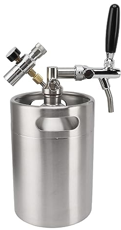 Mini producteur de bière 5 L - Distributeur de bière sous pression portable en acier inoxydable avec régulateur de pression de 60 PSI - Kit de fût de bière pour la maison, le bar, la fête