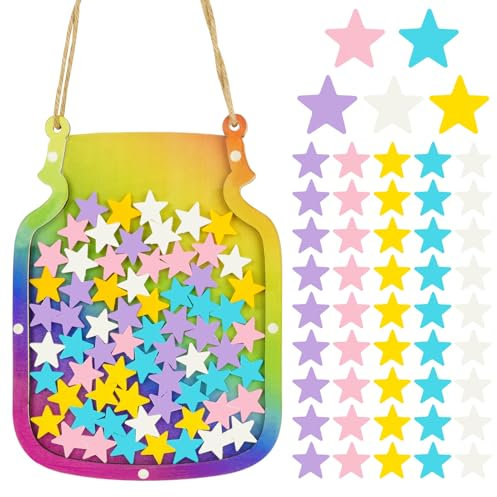 OSDUE Star Reward Jar for Kids, Reward Incentive Jar with 100 Stars, Motivate Good Behavior, Star Collect System for Home School Classroom Teacher Parent