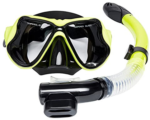 Schnorchelmasken-Set, Schnorchelset mit Trockenschnorchel, Tauchen, verstellbare Kopfgurte, leichtes Atmen mit Trockenschnorchel, geeignet für Männer, Frauen, Erwachsene
