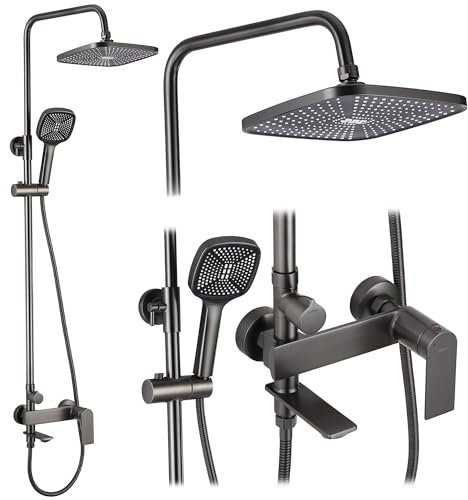 Rea Colonne de douche STORM Système de douche en laiton titane pour salle de bain (titane)