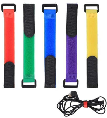 yumcute 30PCS Klettband mit Schnalle, Klettband Kabelbinder Klettgurt Velcro Strap für Camping Home Office Kabel