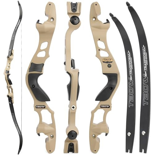 ILF Recurve Bogen für Erwachsene Jugend Jagd 30-60Lbs 62 Takedown Recurvebogen Rechtshänder Recurvebogen Gordon Bogen Gliedmaßen CNC-Bearbeitung (Wüstengrau, 55LBS)