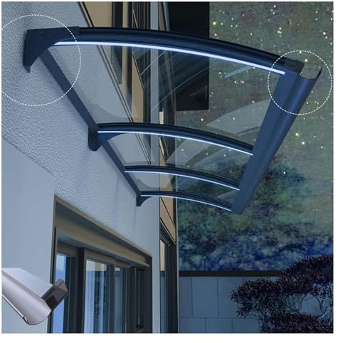 Haustürvordach, Sonnenschutz Wasserdicht Haustürdach Überdachung Türüberdachung ,Pultbogenvordach Vordach für Haustür, aus Polycarbonat+Basis aus Kohlenstoffstahl (Size : 80x200cm/32x79in)