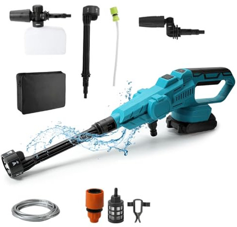 Ad alta Pressione Sulla Batteria 21v/15000mah, Max 200 Bar Pulitore Ad Alta Pressione Senza Fili Portatile Con Accessori, Pistola Ad Acqua Per Lavaggio Auto E Irrigazione (Caricatore 1 batteria 1)