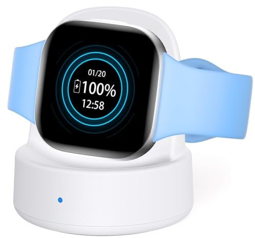iFuntec Magnetic Charger Dock for Fitbit Sense/Sense 2/Versa 4/Versa 3 - Upgraded Watch Charging Stand With Cable, Replacement Accessories, White