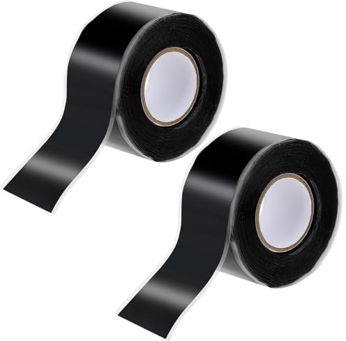 Telooco 2 Rolls Self Fusing Silicone Tape 1in x 10ft Hose Repair Tape Waterproof Heavy Duty and Leak Proof Rubber Hose Tape Self Amalgamating Tape for Emergency Pipeline Repair Grip Tape