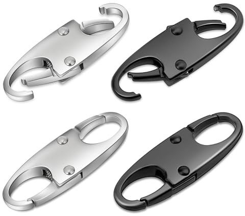 Milifox 4 Pezzi Cerniera Antifurto,Ganci per Cerniere Zip per Zaini Borse Bagaglichiuse Antifurto,Attacco per Portachiavi,Teste di Ricambio per Cerniera,Nero,Argento