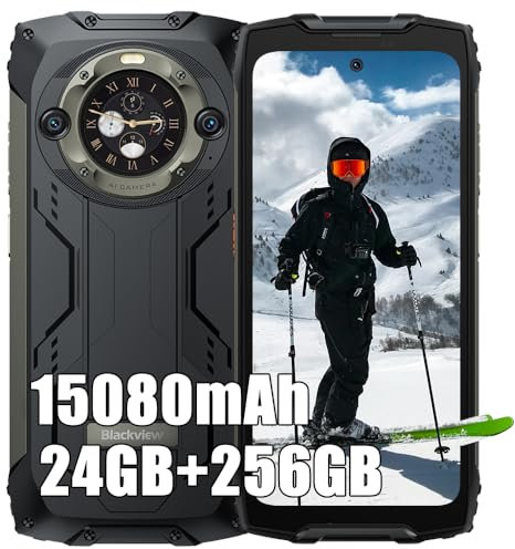 Blackview BV9300 Pro Rugged Smartphone 2025, 24GB+256GB/2TB MTK G99 Android 13 Telefono Robusto, 15080mAh, 64MP+32MP, 6.7 FHD+ Doppio Display, Dual 4G Cellulari Resistente IP68, NFC, OTG, GPS, Nero