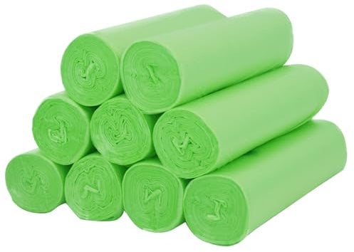 160 Biodegradable Bin Bags Liner with Tie Handles，Small Food Waste Bags，10 Litre Compostable Caddy Liners，Recycling Degradable Trash Garbage Rubbish Bag for Kitchen Trash, Household and Office(Green)