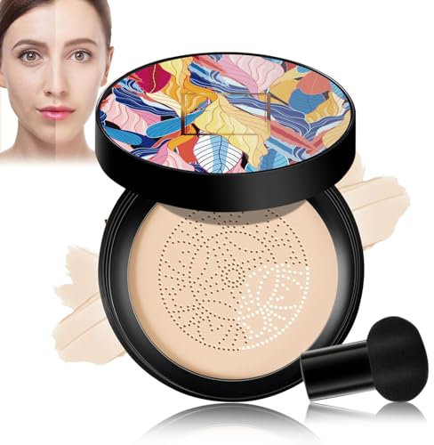 2024 Neuestes Pilzkopf Luftkissen CC Creme, Air Cushion CC Cream, Schweißdicht, Langlebig, Vollständig Bedeckt, Feuchtigkeitsspendende, Sogar Hautton Basis BB (Elfenbeinfarbe, One Size)