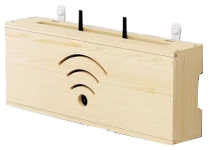 Router Schrank, Holz Dekoration Box, WiFi-Router Aufbewahrungsbox, Router Und Kabel Verstecken Kästen Box, Kabelboxen Wandmontage/Desktop Kabel Aufbewahrungsbox Wooden Box(Wood Color,30 * 20 * 10cm)