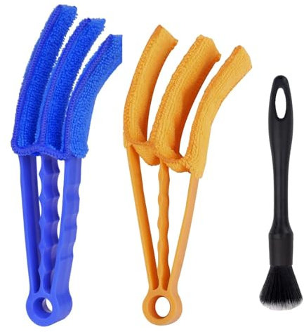 Venetian Blind Cleaner Tool, 2 Window Blinds Cleaner Duster, And 1 Dust Cleaning Brush, Venetian Blind Cleaner with Removable Washable Microfibre Sleeves for Air Conditioner Car Ac Vent and More