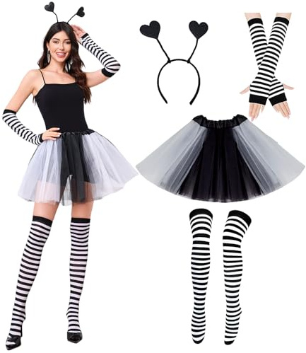 TALWIOR Déguisement Carnaval Kit 4 Pièces Bandeau et Tutu Jupe pour Cosplay Mascarade
