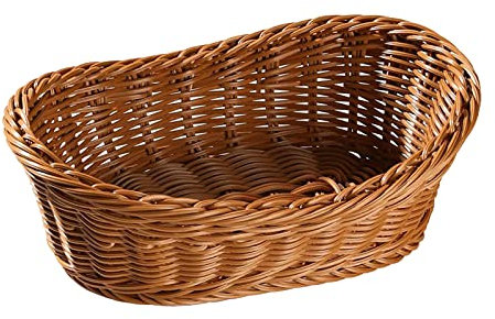 Rattan Small Fruit Plate Dessert Rattan Living Room Household Tray Bread Storage Basket Dessert Bowl Glass Round (Brown, One Size)