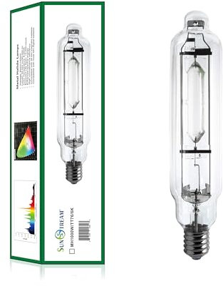 SunStream 1000w MH Grow Bulb 6000k for Indoor Plant Full Spectrum Metal Halide Single Ended Growing Light Lamp (1000W Single Ended MH)