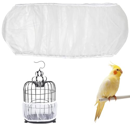 1 Stück Vogelkäfig Abdeckung,Vogelkäfig Samenfängerm,Schutznetz Für Vogelkäfig,Vogelkäfigabdeckung,Vogelkäfigdeckel,Papageien Nylon Mesh Geeignet Für Käfige Mit Einem Umfang Von 140-180cm,Weiß,L