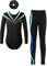 Fldy Kinder Mädchen Gymnastikanzug Langarm Mit Hose Lang Glitzer Turn Trikot Leggings Haargummi 3er Tanzkleidung Set Hellgrün 134-140