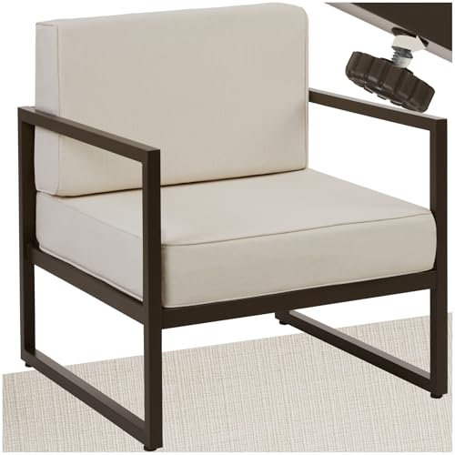 tectake® Gartensessel, Relaxsessel Garten, Gartenstuhl, Gartenmöbel, Balkonmöbel, Terrassenmöbel, Wintergarten Lounge Möbel Outdoor, Sitzecke Outdoor, Gartenlounge - 1 Sitzplatz