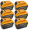 6x12Ah Replacement for Dewalt 18V Battery for DCB184 DCB180 DCB181 DCB182 DCB200 DCB201 DCB204 With Led Indicator