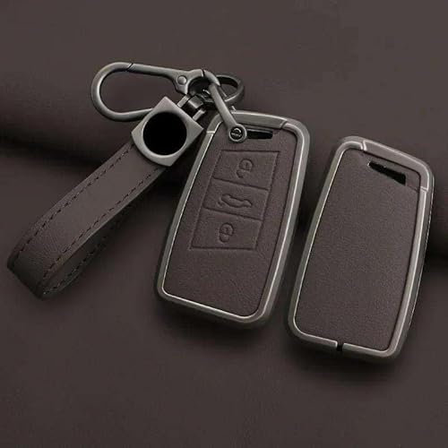 NBBEAFRQ Étui à clés en Cuir en Alliage de Voiture, pour VW Passat B8 Taos Polo Tiguan pour Skoda Kodiaq Fabia Karoq Octavia Seat Ateca Couvercle de clé