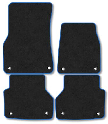 Audi A6 (2018-2025) Carpet Car Mats | Blue Edge Trim Tailored Fit Floor Mats Full Coverage Protection Accessories Easy Clean Anti Slip Made in the UK