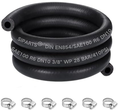 10mm Fuel Line Set, 3.28Ft 2/5 Inch Inner Diameter, 1 Meter Fuel Pipe with 6 Hose Clamps, Suitable for Trucks, Cars, Tractors and Small Engines