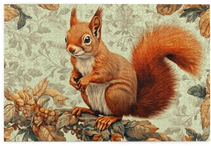 Das Eichhörnchen steht auf dem Ast 1000 Teile Puzzle für Erwachsene Holzpuzzles für Erwachsene Geschenke Heimdekoration