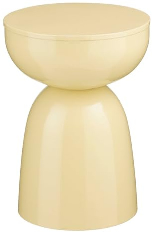 MICA Decorations Elliot Beistelltisch – Beistelltisch Rund H45 x Ø32 cm – Wohnzimmer Tisch oder Nachttisch – Eisen mit Pulverbeschichtung – Beige