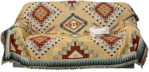HOORDRY Sofadecke für 2-3 Sitzer-Sofas 180x230CM | Beidseitig Vintage Sofaüberwurf,Boho Dekorativer Sofabezug mit Fransen, Langlebig Couch Überzug