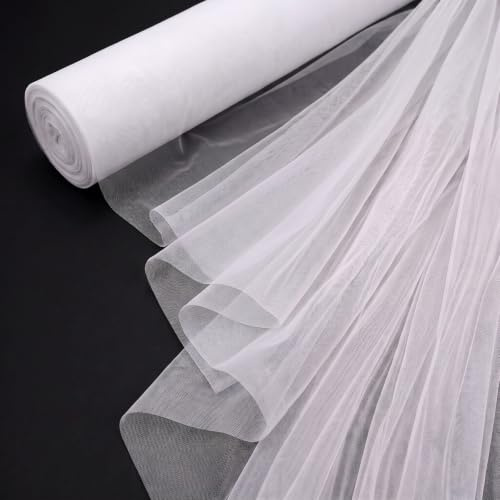 NZNSML 3m x 160cm Tüll Meterware Soft Tüll Stoff Weiß Organza Stoff | Weiß Tüllstoff Meterware Tulle für Hochzeit Torbogen Party Geschenke Basteln Dekoration Bühnendekoration Vorhang
