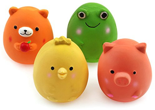Chiwava 4 Stück 6cm Quitschende Hundespielzeug Latex Lustige Tier-Sets für Klein Hunde Interaktives Spielen Sortiert Farbe