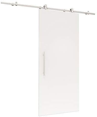 inova Holz-Schiebetür offene Schiene 775 x 2065 mm Weiß Alu Komplett-Set mit Lauf-Schiene und Stangengriff inkl. Softclose