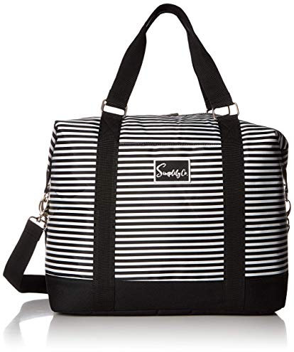Simplily Co. Reisetasche / Trolley-Tasche mit Griff (40,6 oder 35,6 cm) - Carry-On-Tasche für Damen, Teenager, Jungen - Black and White Stripes - 8 x 12 x 16 - 25 Liter (Groß)