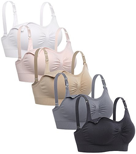 Lataly Damen Still-BH, drahtlos, Still-BH, Schwangerschafts-Bralette, 5 Stück, 5 Stück, Large