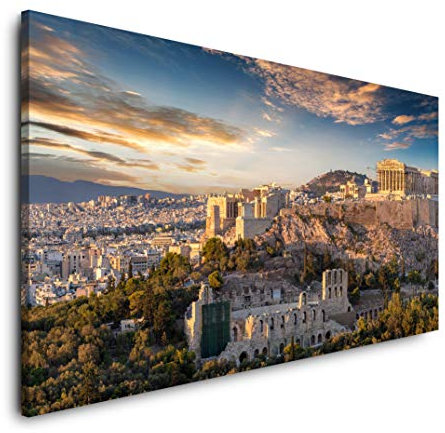 Paul Sinus Art 120x 60cm Panorama von Athen mit der Akropolis und dem Parthenon Wandbilder Wohnzimmer Wohnung Deko Kunstdrucke