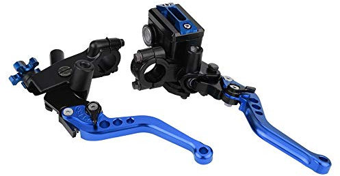 Keenso 1 Paar einstellbare Brems- und Kupplungshebel, 7/8 Zoll Universal-Reservoirhebel für Hauptbremszylinder von Motorrädern(Blau)