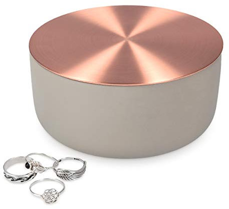 Navaris Schmuckdose Aufbewahrungsbox Ablageschale Kästchen Dose - Aufbewahrung für Schmuck - Schmuckkästchen Schmuckkasten aus Beton und Metall